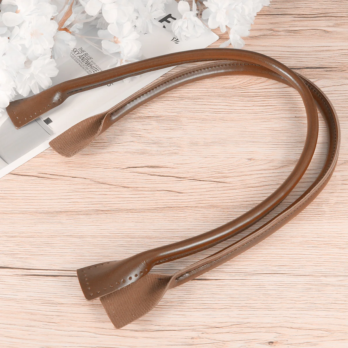 

2Pcs Tote Bag Strap PU Durable Handle Replacement DIY Wrist Belt Chic Comfortable Fashionable Coffee Color