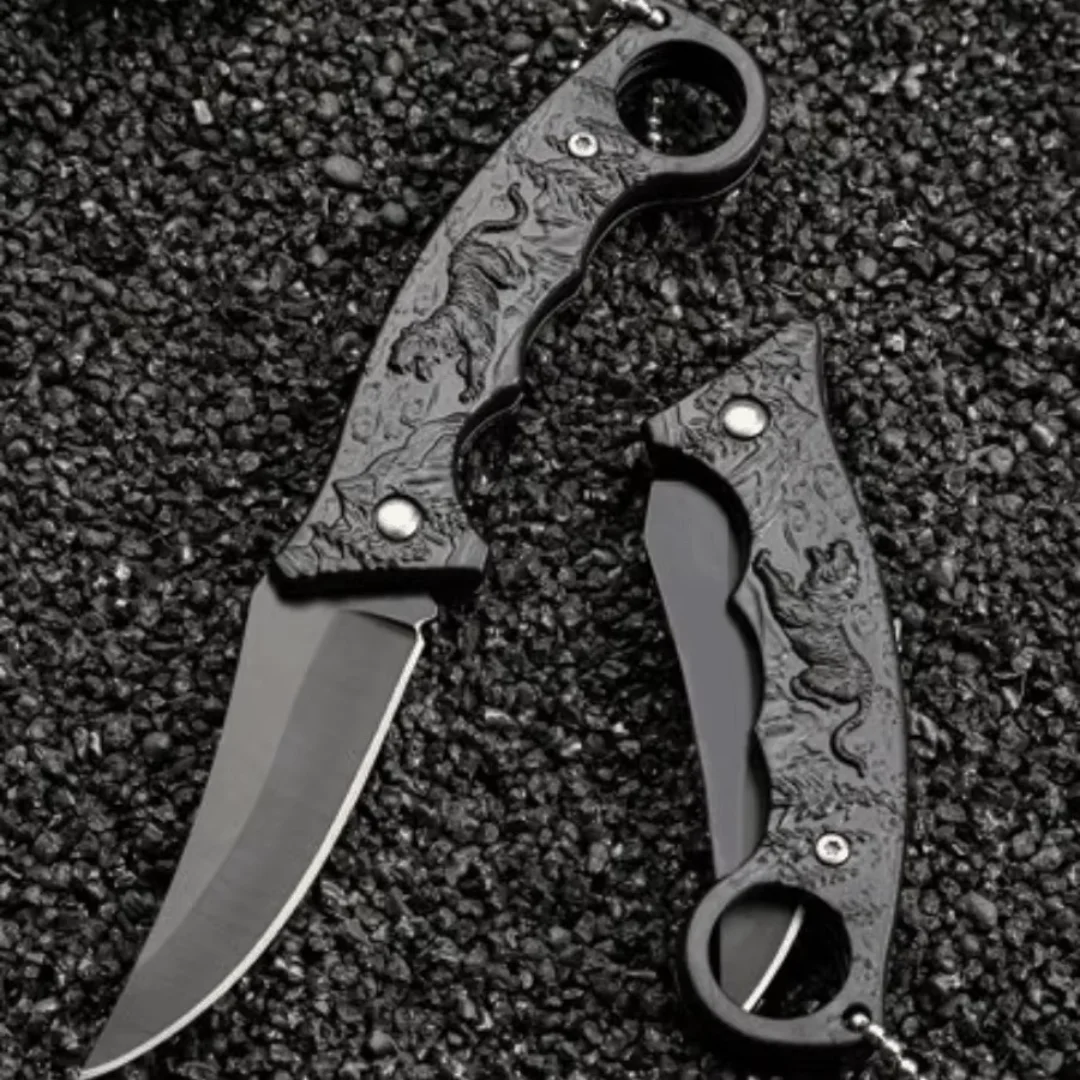 Folding Knife Outdoor Pocket Knife Steel Blade,tiger Motif Handle High Quality EDC Camping Knife Hiking Fishing Outdoor Tool