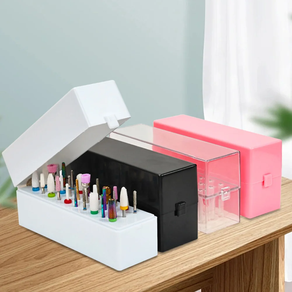 

3Pcs Nail Drill Bits Display Box Simple Design Manicure Polishing Head Organizer Long Time Use Nail Drill Bits Display Box