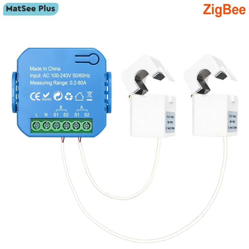 Intelligenter ZigBee Bidirektionaler Energiezähler 2-Kanal mit 80A Klemme App-Überwachung Solar Export- und Importleistung AC100V/240V – Detail 1