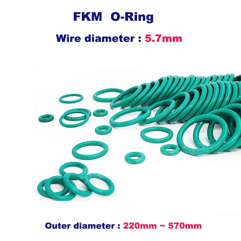 

1pc CS 5.7mm FKM O Ring Fluorine Rubber Oil Seal Washer Gasket Fluororubber O-Rings Sealing Ring OD 220-540mm