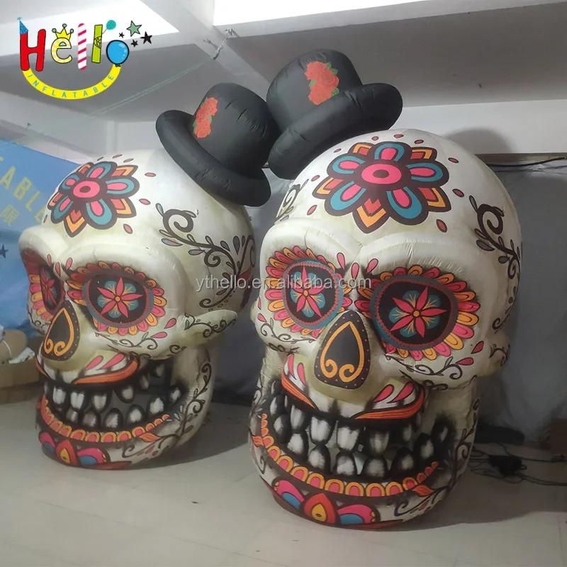 Modelo de cabeza de calavera colgante de miedo para halloween, Catrina inflable