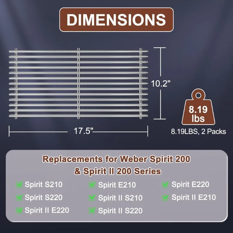 استبدال شبكات الطبخ المصنوعة من الفولاذ المقاوم للصدأ لشواية ويبر سبيريت E210 سبيريت 200 #3