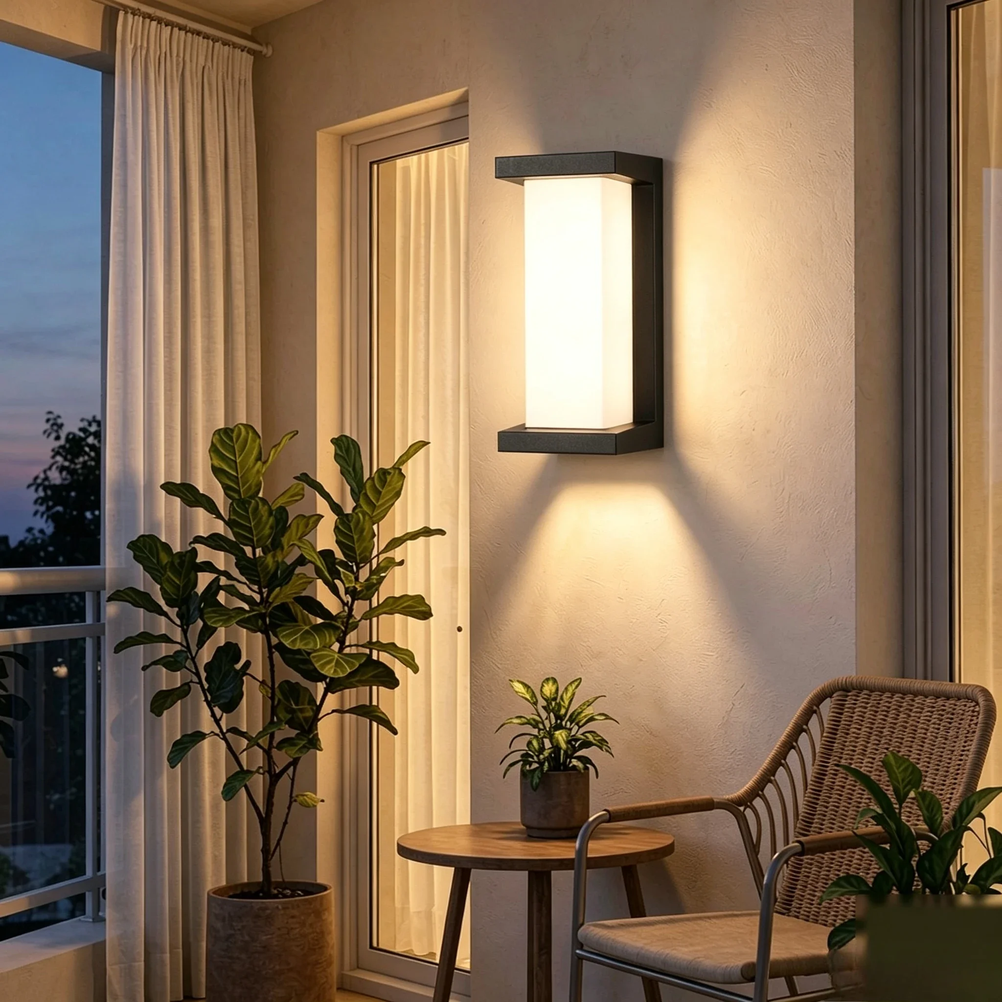 Outdoor Lights LED Wall Lamp Waterproof Motion Sensor, 3 Color Temperatures Modern Black Light for Garden Courtyard Balcony
