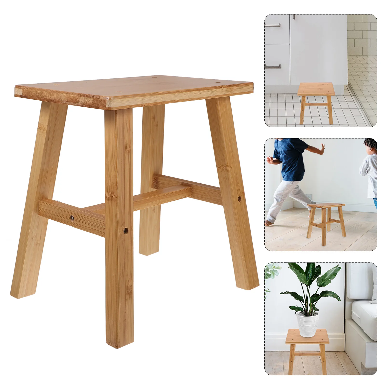 ไม้ไผ่ไม้ MINI สตูลขนาดเล็กรองเท้าเปลี่ยน Bench เก้าอี้อุปกรณ์ห้องน้ํา Plant ST Home Decor