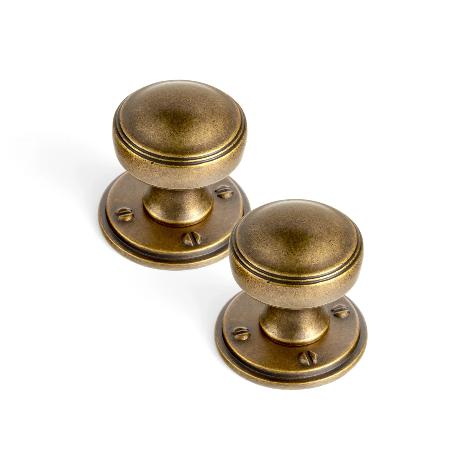 Goo-Ki 6 Pack Antique Brass Cabinet Knobs with Backplate Zinc Alloy Hardware - Vintage Brass Drawer Knob Single Hole Kitchen Cabinet Pulls with Spacer/Backboard