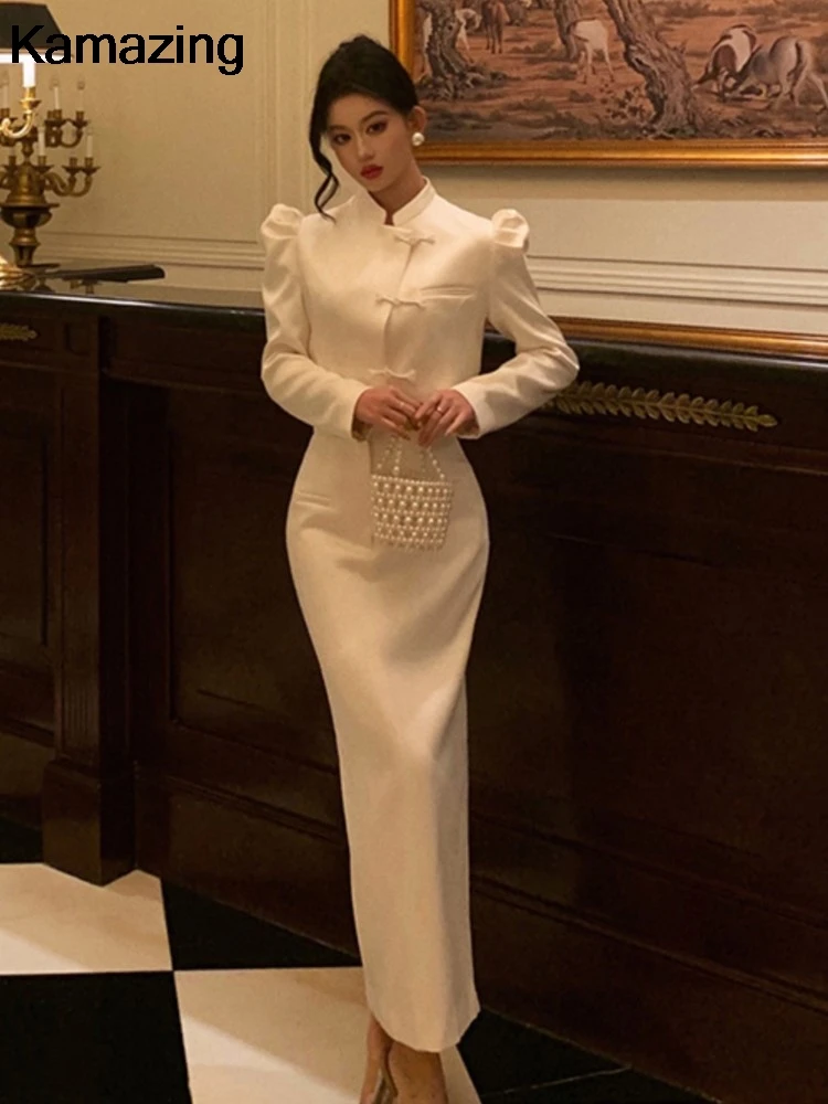 Elegant Slim 2 Piece Set Office Lady Vintage Short Blazer High Waist Hip-Wrapped Pencil Skirt Suit Women Luxury Clothing