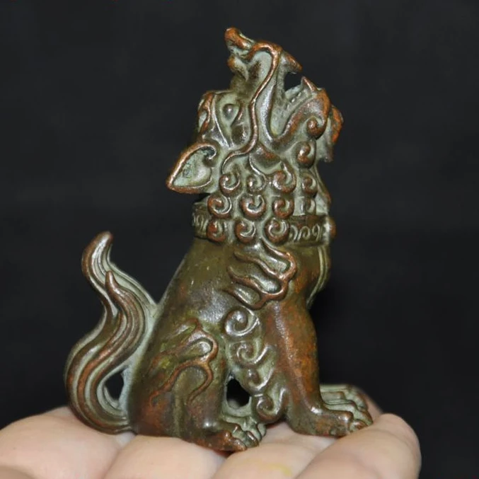 Old China Bronze Feng Shui Wealth Lucky Animal Brave Troops Pixiu Beast Statue