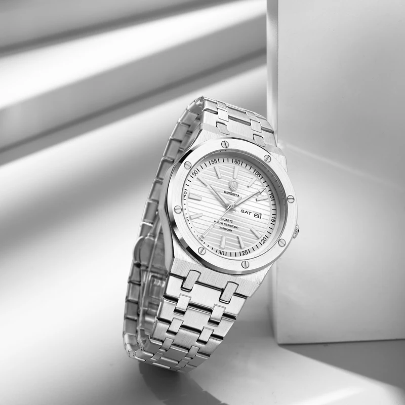 QINGXIYA Luxus Business Mann Armbanduhr Wasserdicht Leucht Datum Woche Männer Uhr Für Männer Stahl Quarz herren Uhren reloj + box