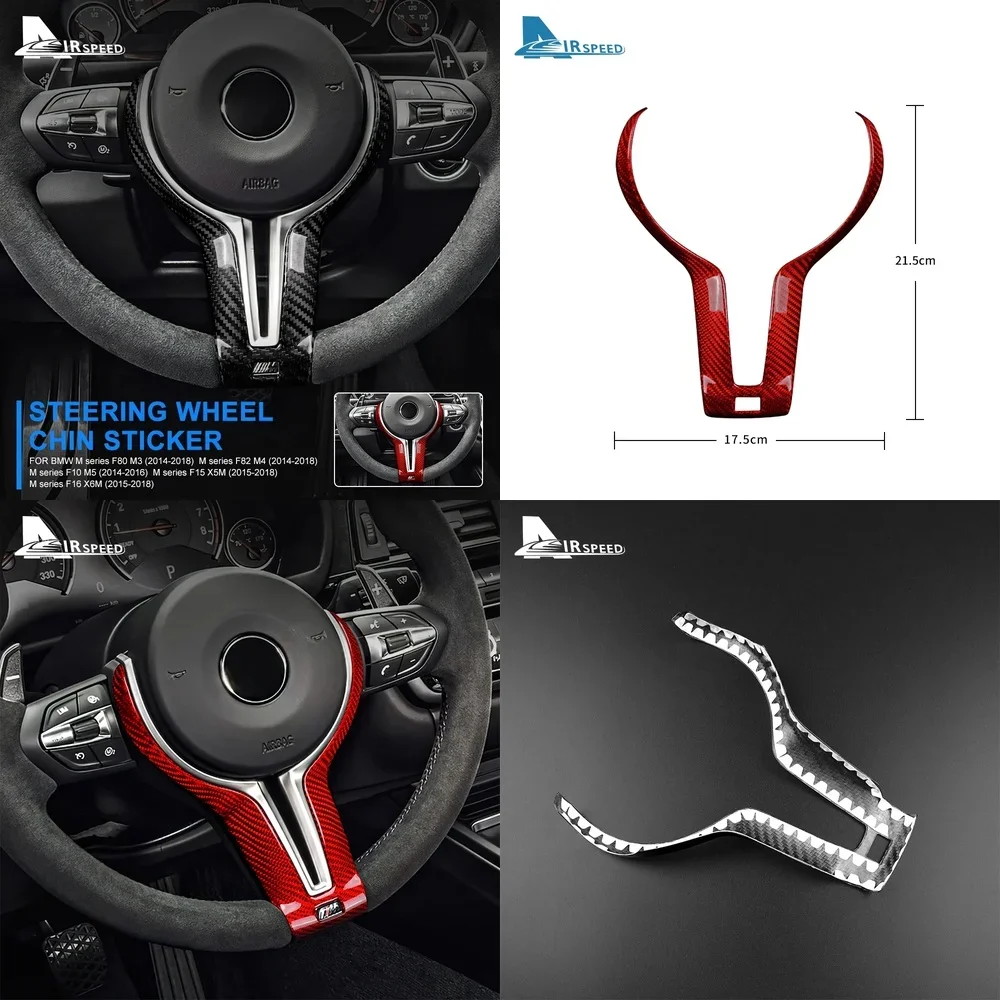 

For BMW M Series M3 F80 M4 F82 M5 F10 X5M F15 X6M F16 2015 2018 Hard Carbon Fiber Steering Wheel Decoration Frame Cover Sticker