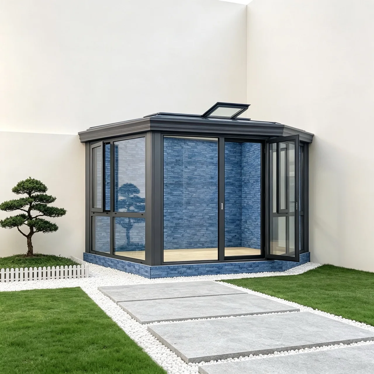 Modern Aluminum Sunroom with Laminated Glass Balances Privacy and Natural Illumination Waterproof Design Easy Installation