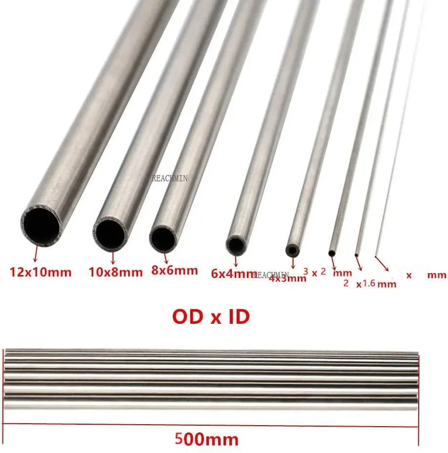 

304 Stainless Steel Capillary Tube OD 1/1.5/2/3/4/5/6/8/10/12mm Length 500mm Silver for Hardware Accessories