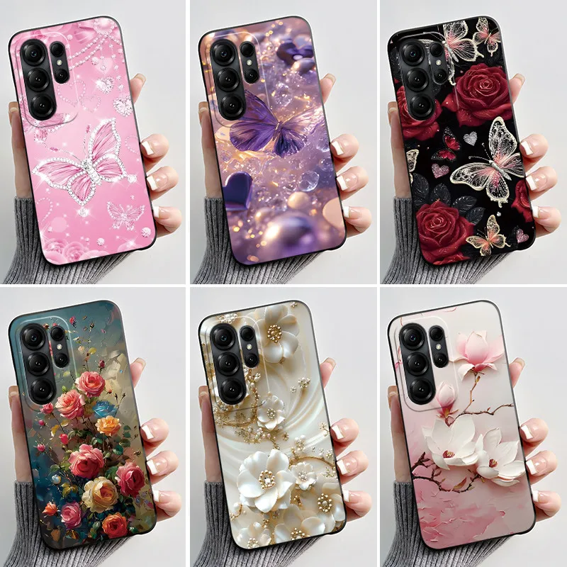 For Doogee Note 56X Pro Case Luxury Fashion Butterfly Flowers Pattern Black Soft TPU Silicone Phone Back Cover Shockproof Casing