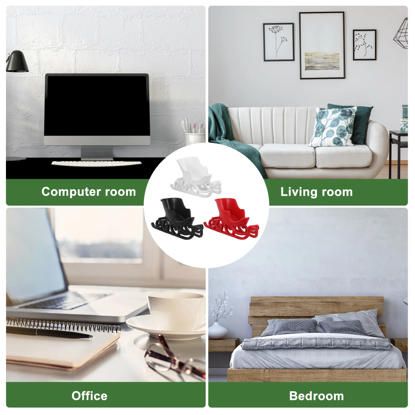 

12pcs Christmas Sleigh Decoration Miniature Table Ornament Holiday Party Desktop Decor Xmas Sleigh Decorations Festive