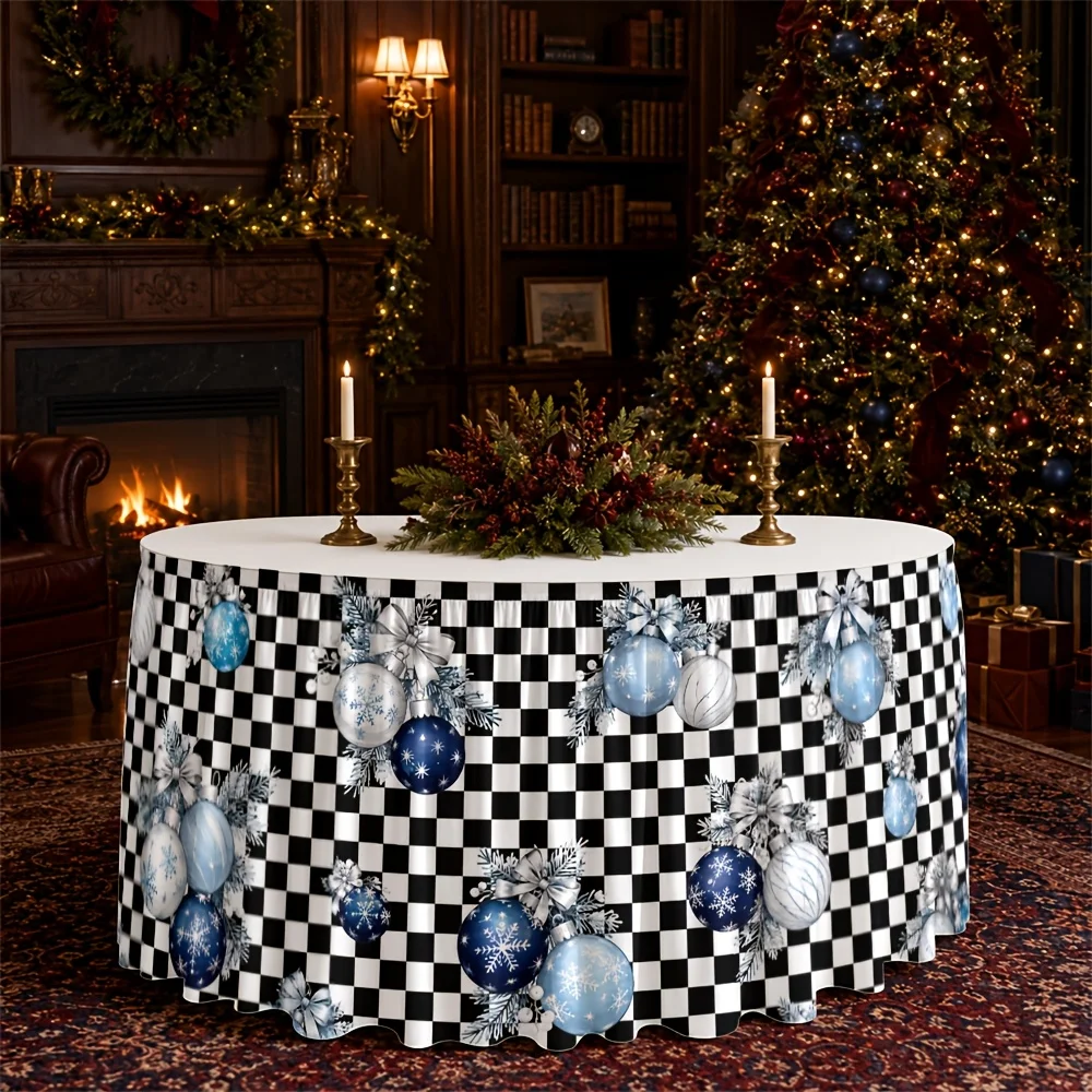 Table skirt / tableskirt: icy blue, silver white, festival, spherical, decoration, winter, Christmas