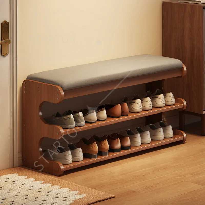 Shoe Rack Shoe Cabinet Stool Upholstered Flip Top Shoe Storage Bench Entryway Hallway Cushion Seat Removable