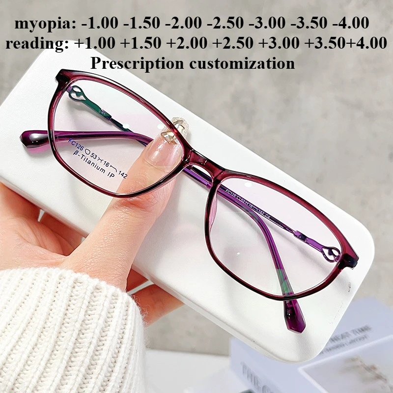 

53mm tr90 oval women's anti-blue light reading glasses - custom prescription eyeglasses for myopia and astigmatism