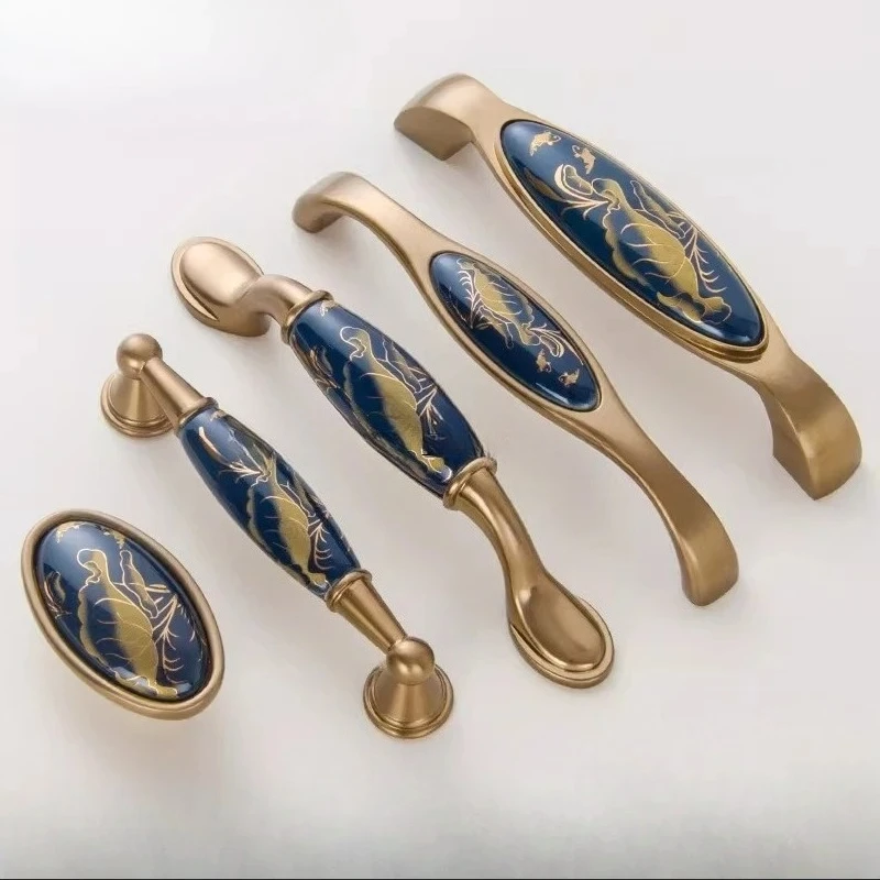 

Керамическая ручка в китайском стиле, ручка для дверцы шкафа и ящика, ручка для европейского гардероба в стиле лайт-люкс.