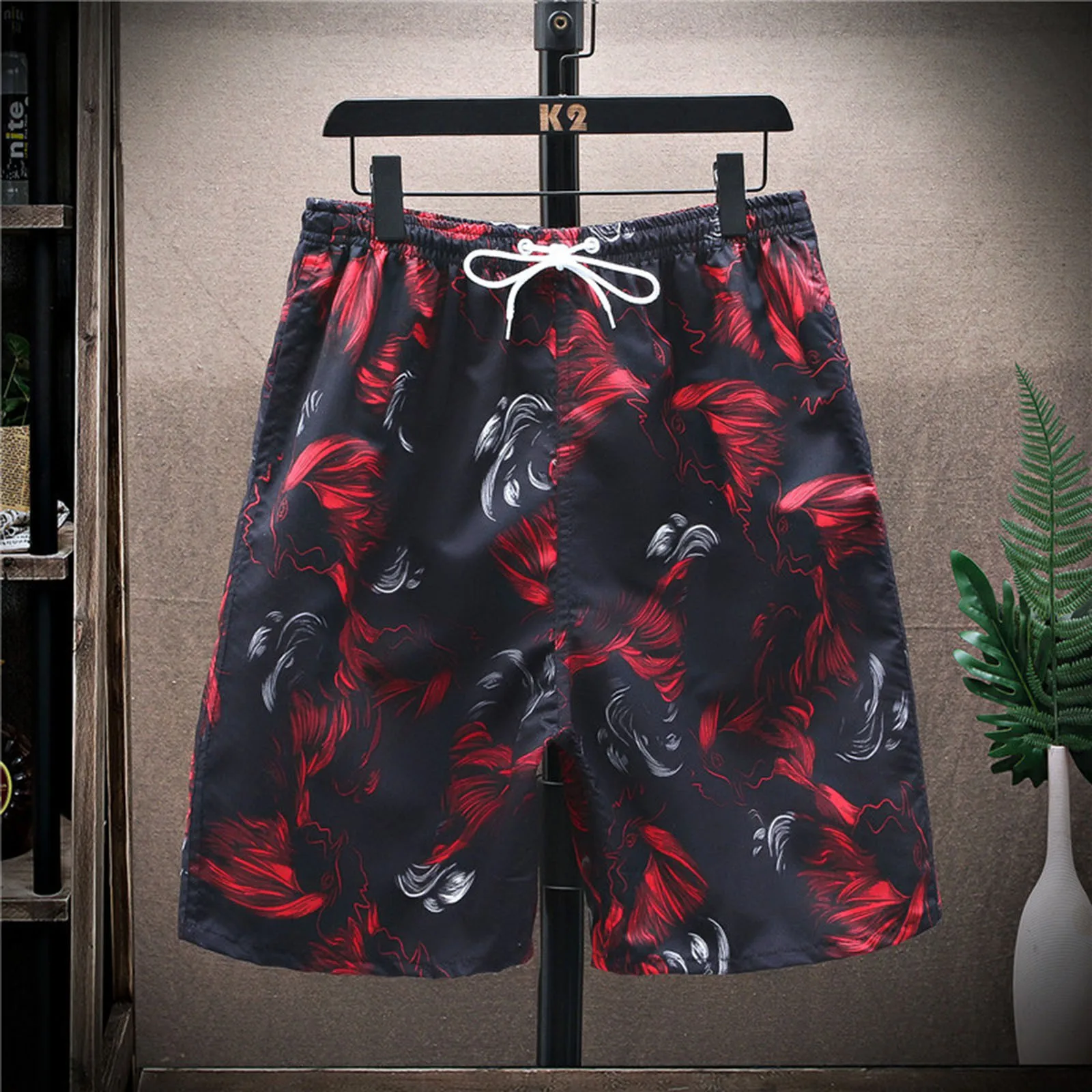 Summer Printed Beach Shorts For Men Fashion Sports Cargo Pants Straight Leg Loose Shorts Drawstring Elastic Waisted Trousers