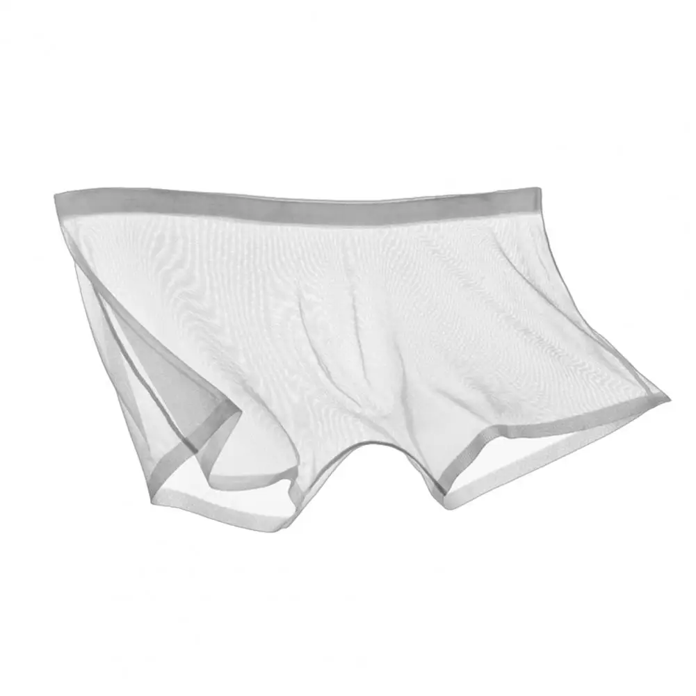 Lightweight Men Underwear Mid-rise Ultra-thin Boxer Underwear Transparent Mesh Yarn Shorts Breathable Lightweight Soft Solid