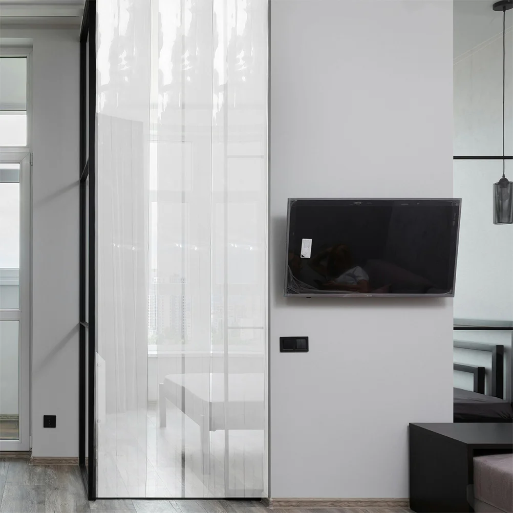 

High Transparency Air Conditioner Door Curtain Clear Plastic Strip Windproof Barrier Easy Hang Kitchen Odor Blocker