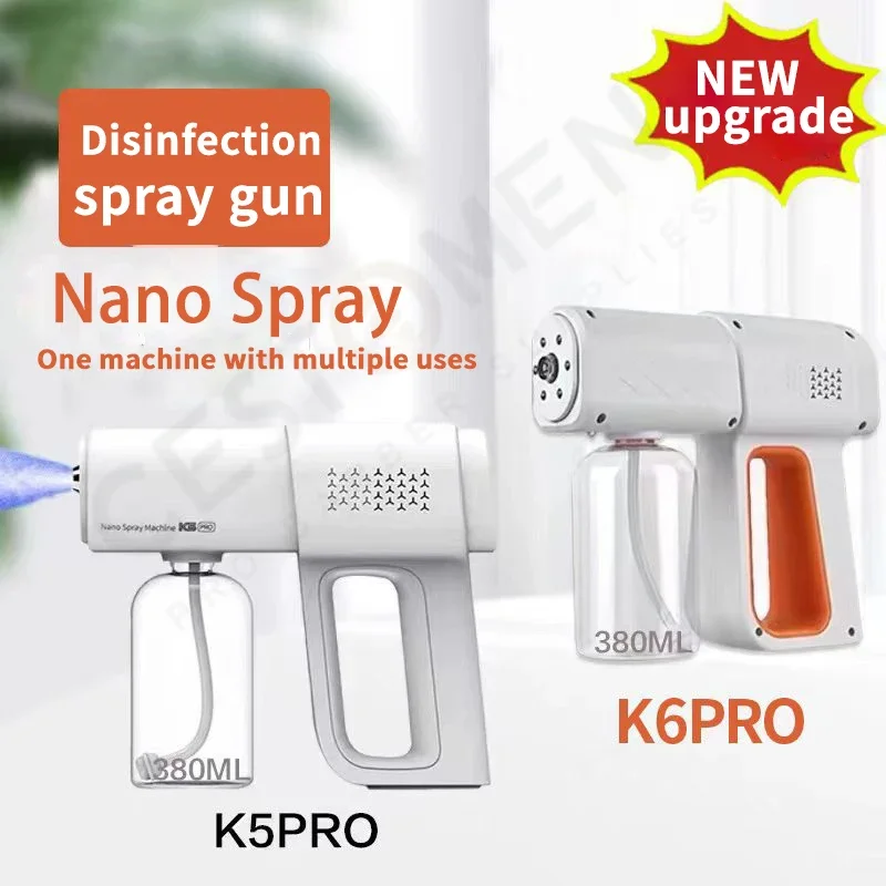 NEW Upgrade Barber Nano Blue Light Sprayer Wireless USB Electric Sanitizer Steam Spray Disinfection Gun Household Atomizer Tools