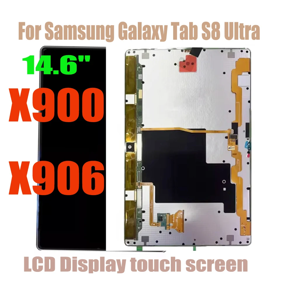 Pantalla LCD de 14,6 pulgadas para Samsung Galaxy Tab S8 Ultra X900 X906 SM-X900 SM-X906, montaje de digitalizador con pantalla táctil de repuesto