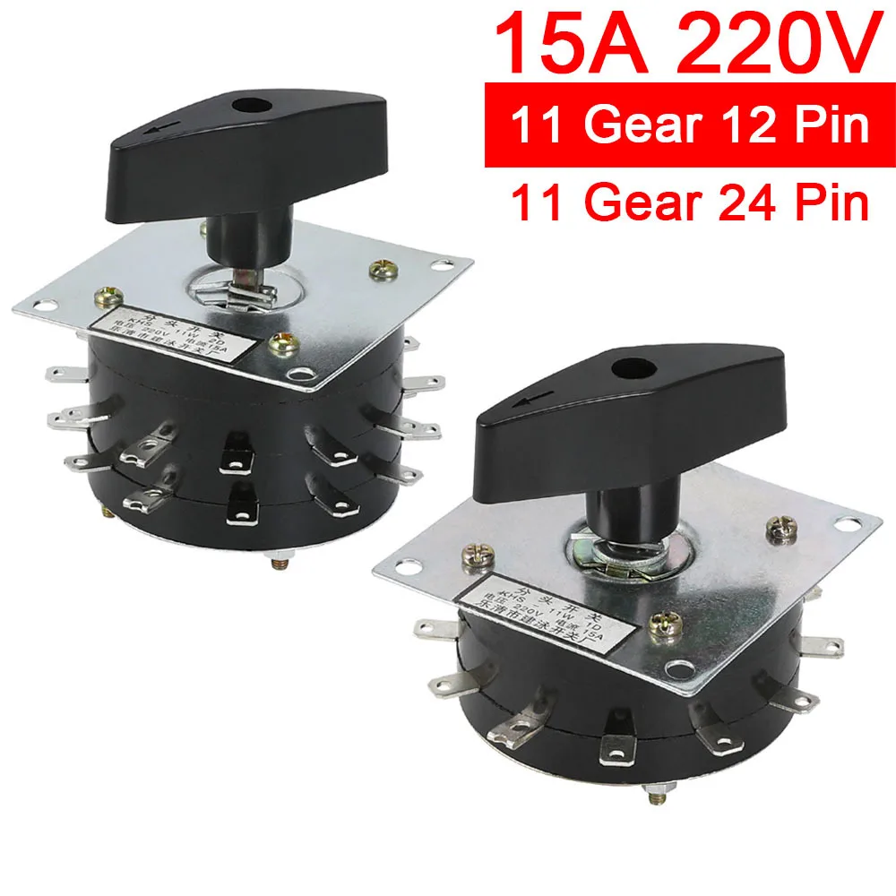 11Gear 12Pin 15A Electric Welding Machine Combination Changeover Switch 24Pin 220V Welding Machine Rotary Switch Rotary