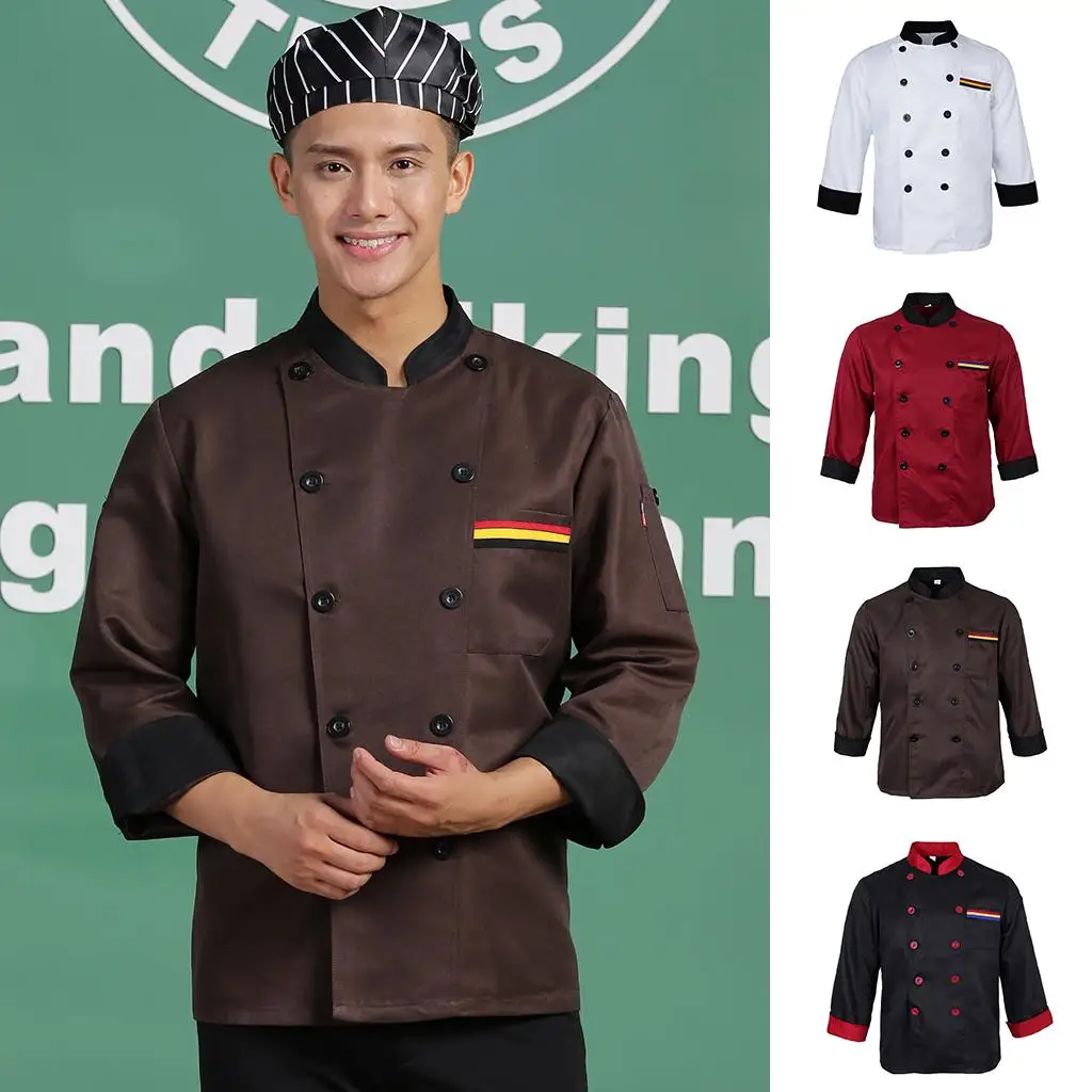 Chef Apparel Double Breasted Chef Uniform Stand Collar Cook Clothes Workwear