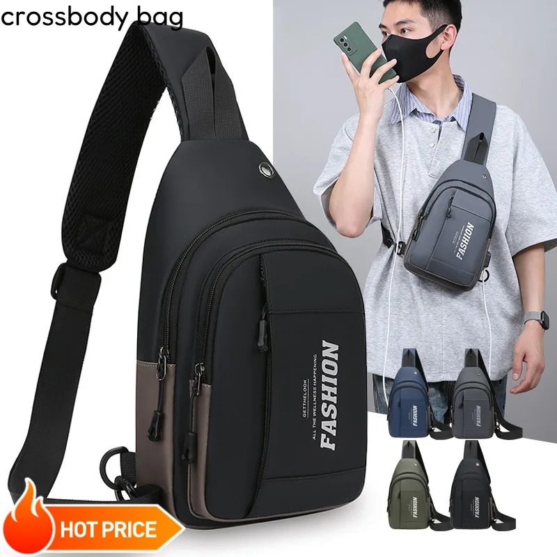 

New Multifunctional Men's Crossbody Bag Outdoor Casual Large Capacity Waterproof Chest Bag for Hiking Traveling