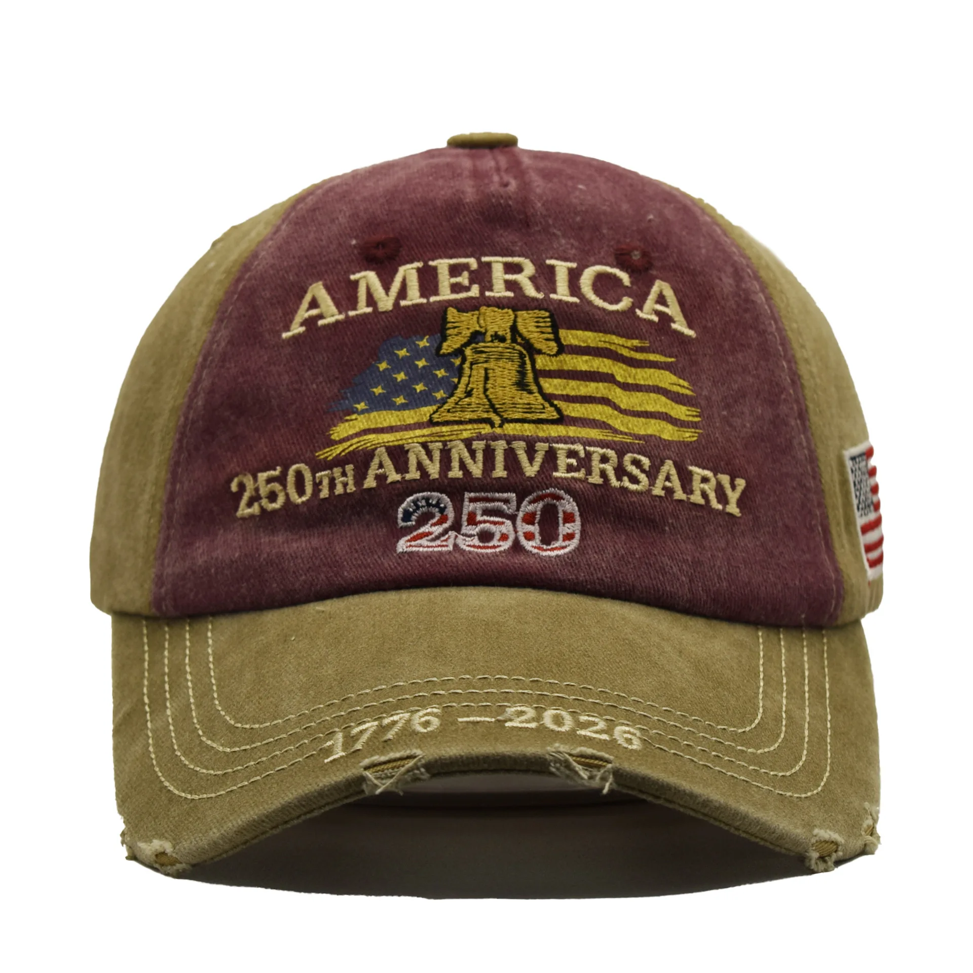 1pc American 250th Anniversary Baseball Caps for Men 3D Printed Distressed Retro Embroidered Peaked Cap Outdoor Travel Sun Hat