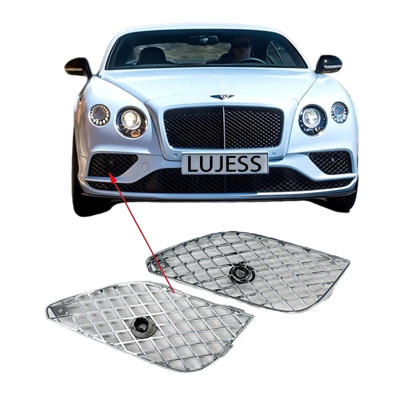 

For Bentley Continental GT 2017 Front Bumper Grille Mesh & Plating Black Chrome Car Grills OEM 3W3807647 3W3807648 Car Body Kit