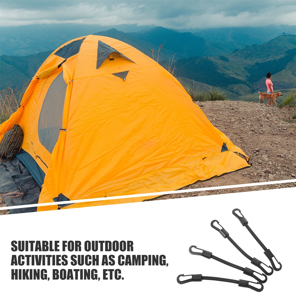 

4Pcs Portable Hook Strap Set High Elasticity Tie Down Cords for Outdoor Activities Camping Gear Securing Boat Kayak Pickup Truck