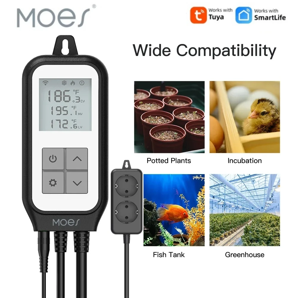 

WiFi Digital Temperature Thermostat Outlet Plug Heating Cooling Mode Carboy Aquarium Home Brewing Tuya Smart Life App Control