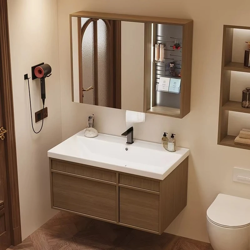 Modern Retro Style Integrated Bathroom Cabinet Star Rated Hotel Design for City Apartment Wall Mounted Bathroom Storage