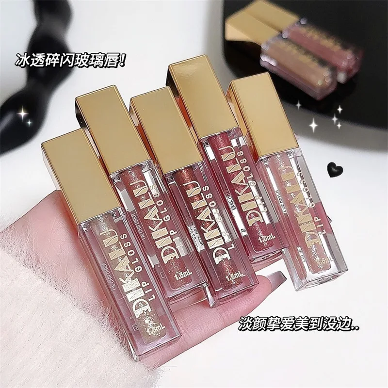 1pc Little Shaved Ice  Flash Mirror Pearl Lip Gloss Lip Oil Lip Tint Water Light Plumping Moisturizing Fine Shimmer