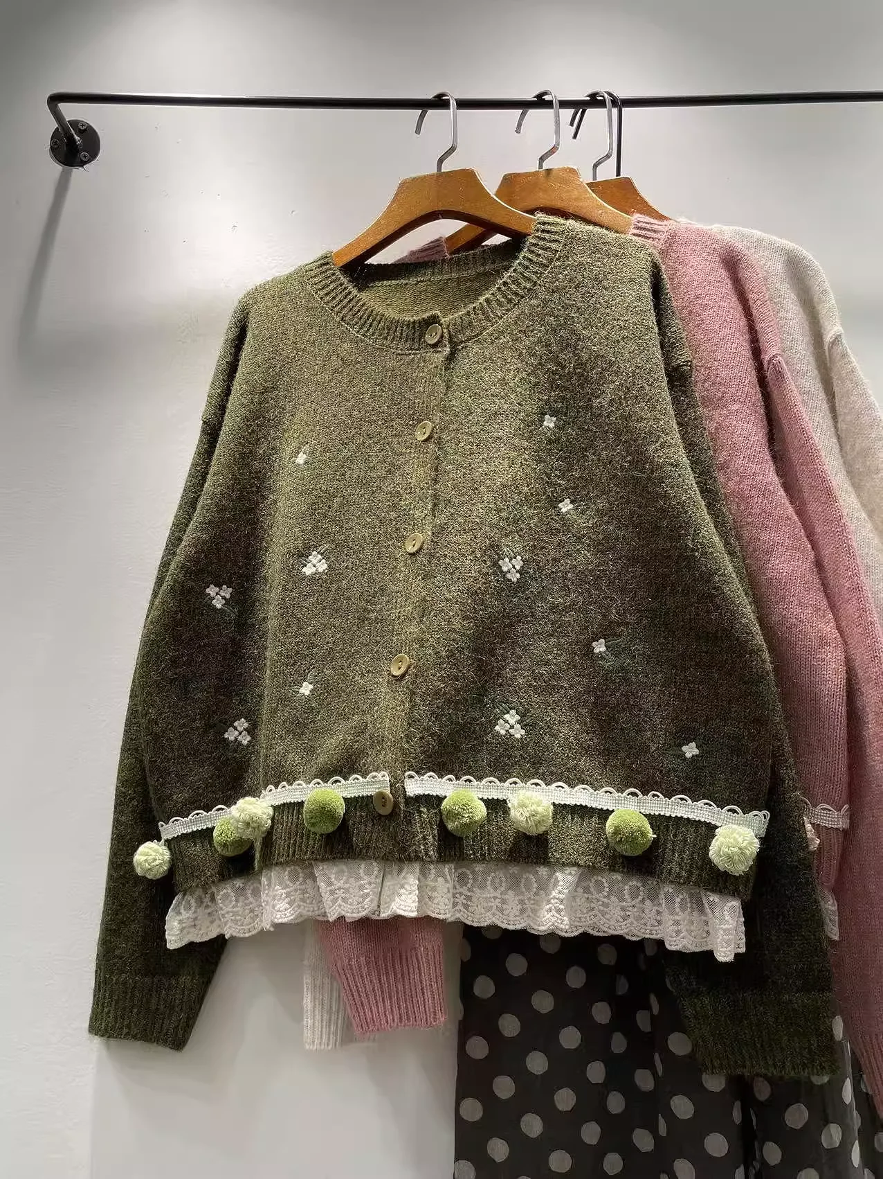 

2026 Kawaii Clothes Mori Girl Winter Japan Style Beige Green Blue Knit Cardigan Sweater for Women Vintage Loose Knitwear