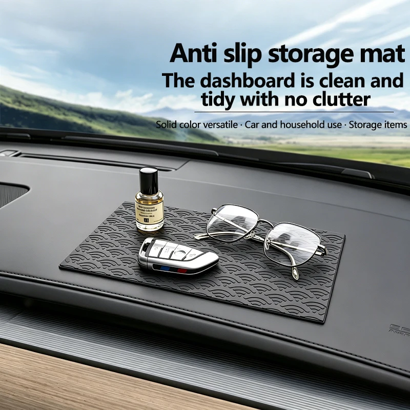 Wave Embossed Center Console Anti-Slip Mat, High Temp Resistant Non-Shifting Minimalist Car Interior Accessory