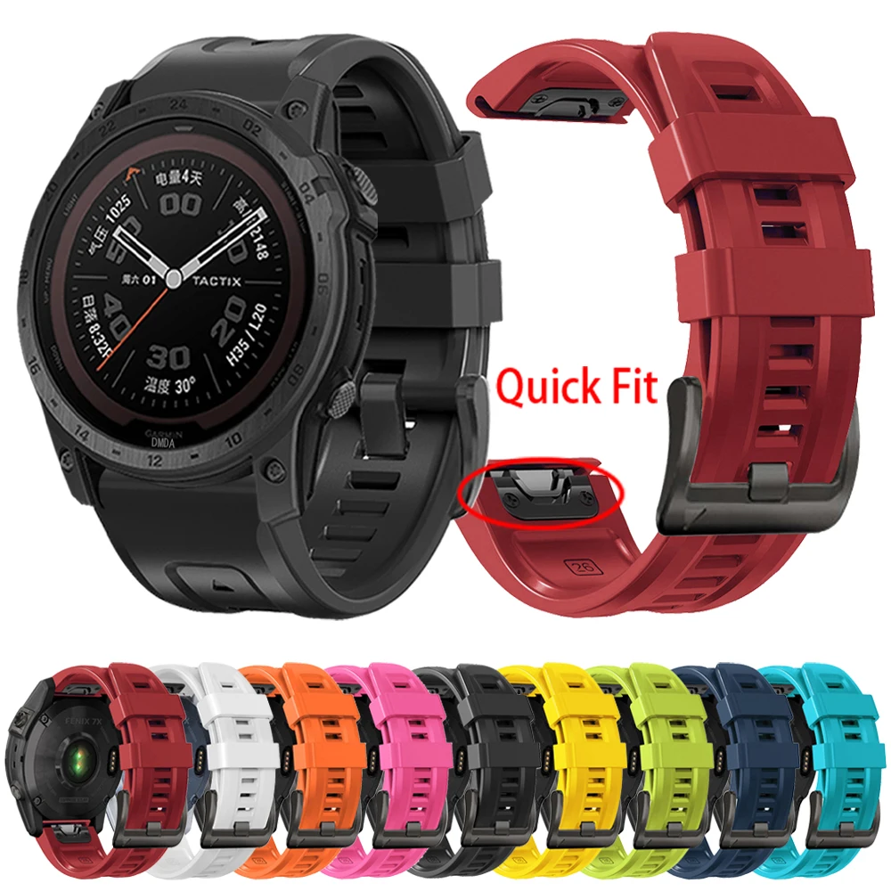 QuickFit Sports Silicone Strap For Garmin Tactix 7 Pro Band For Quatix 7 7X 6 5 3 Band 22mm 26mm Outdoor Wristbands Accessorie