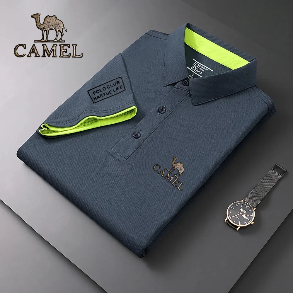 2024 Authentic Camel Logo  Shirt High Quality Men's Short Sleeve Breathable Top Business Casual Polo-shirt Street Pop Polo