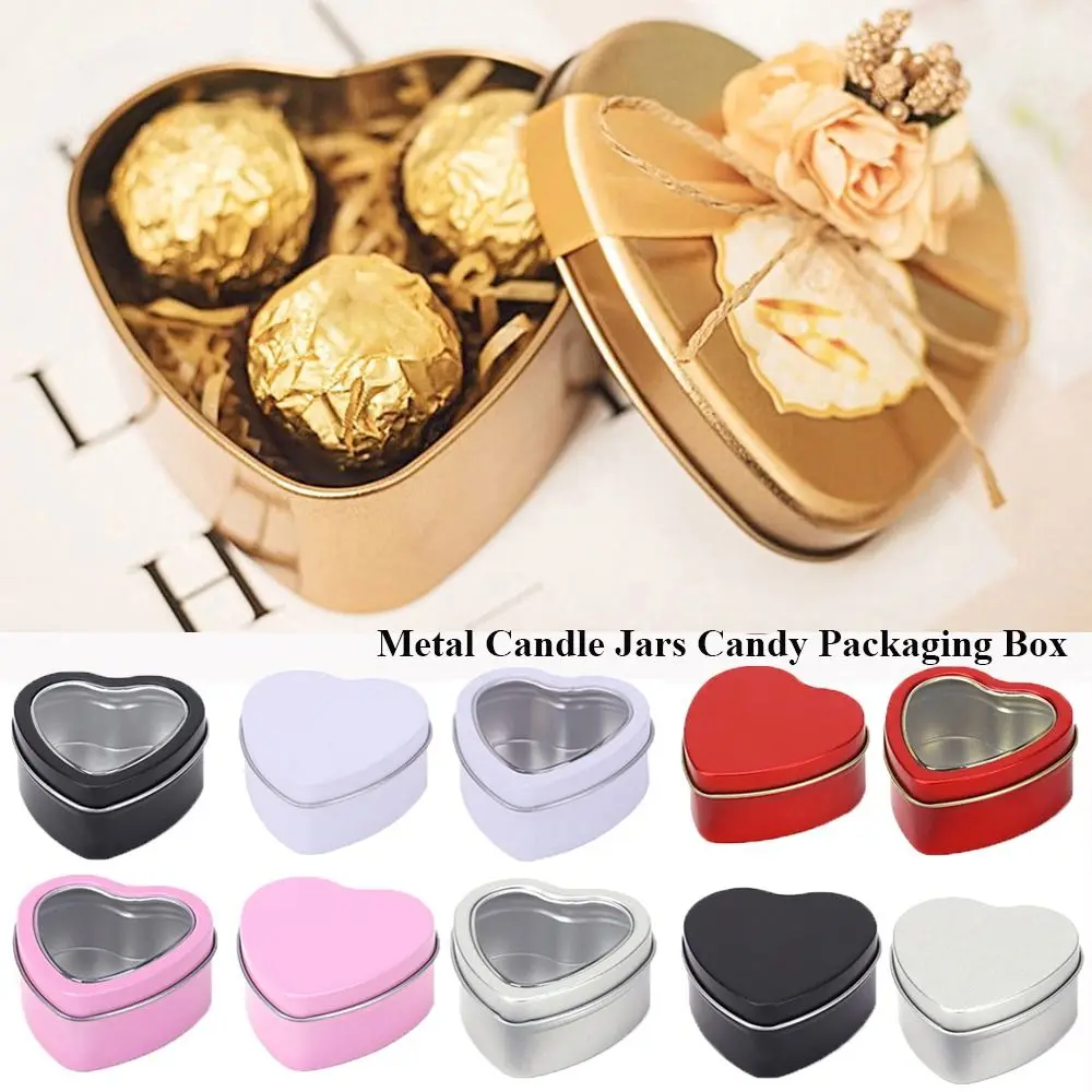 New Refillable Aluminum Jar Tin Heart Shape Candle Nail Candle Cosmetic Container Tea Cans Candy Packaging Box for Cream Balm