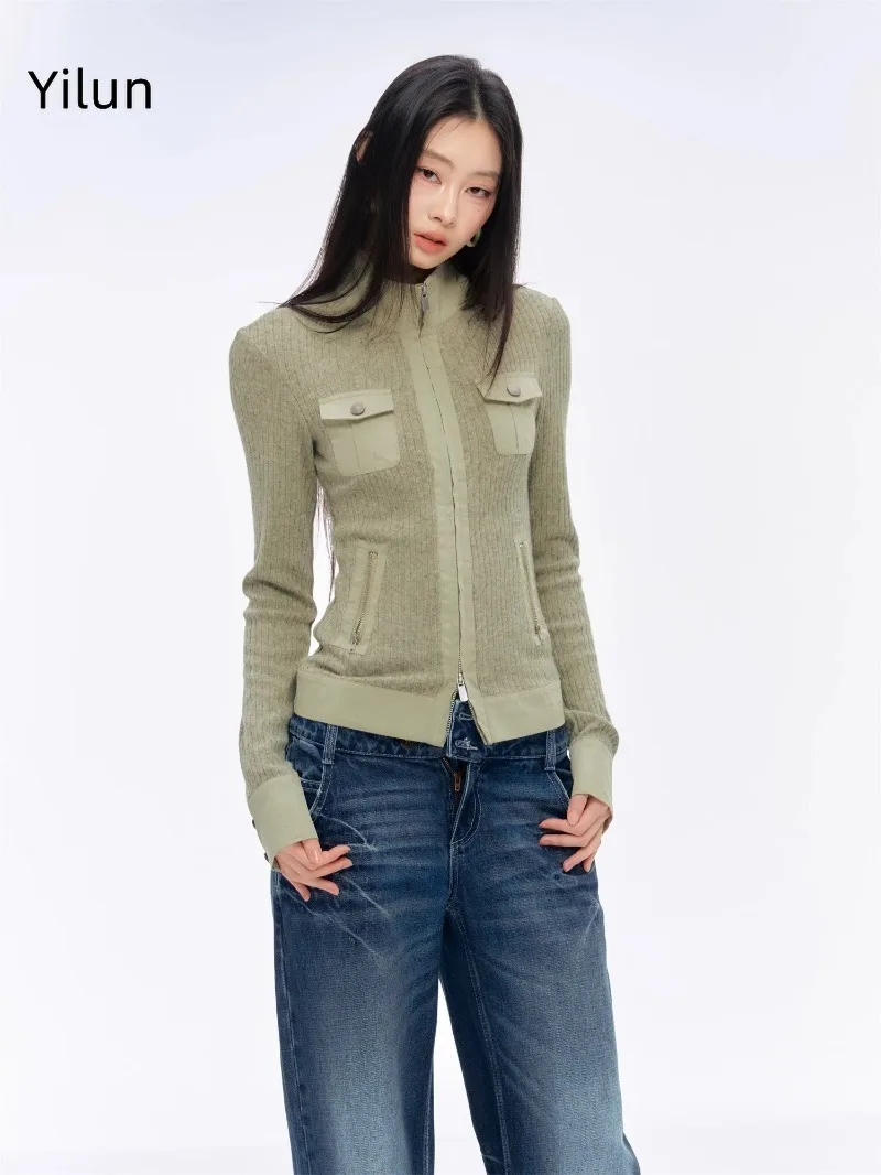 yilun-–-design-d'epissure-a-la-mode-sens-haut-de-gamme-poche-cardigan-tricotee-a-fermeture-eclair-vetements-de-printemps-pour-femmes-nouvel-article-2025