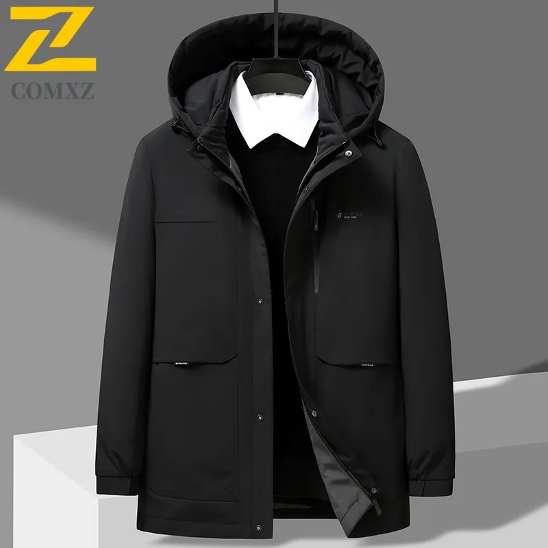

COMXZ Men Down Jacket Casual Hooded Outdoor Office Anti-Cold Coat Fashion Daily Style Lightweight Comfortable Autumn Winter Wear