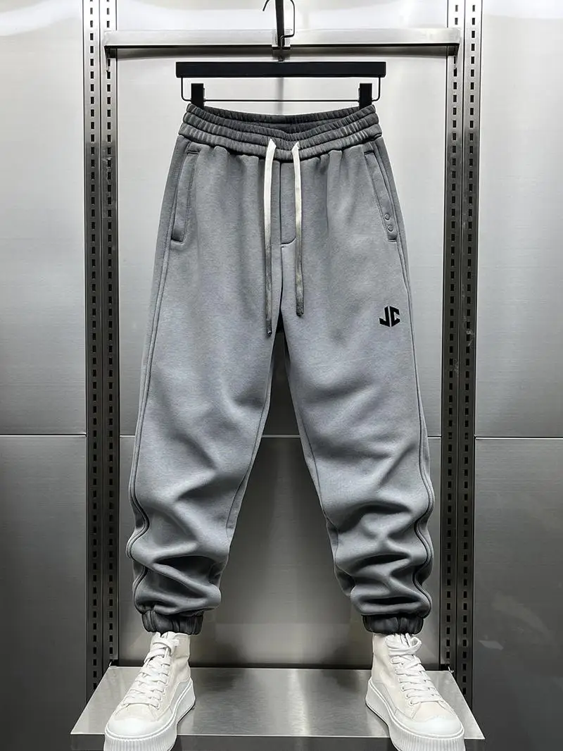 

Men's Casual Fleece Lined Thickened Harlan Pants Fashionable All-Match Sports Pants Loose Fit Long Trousers Youth Style