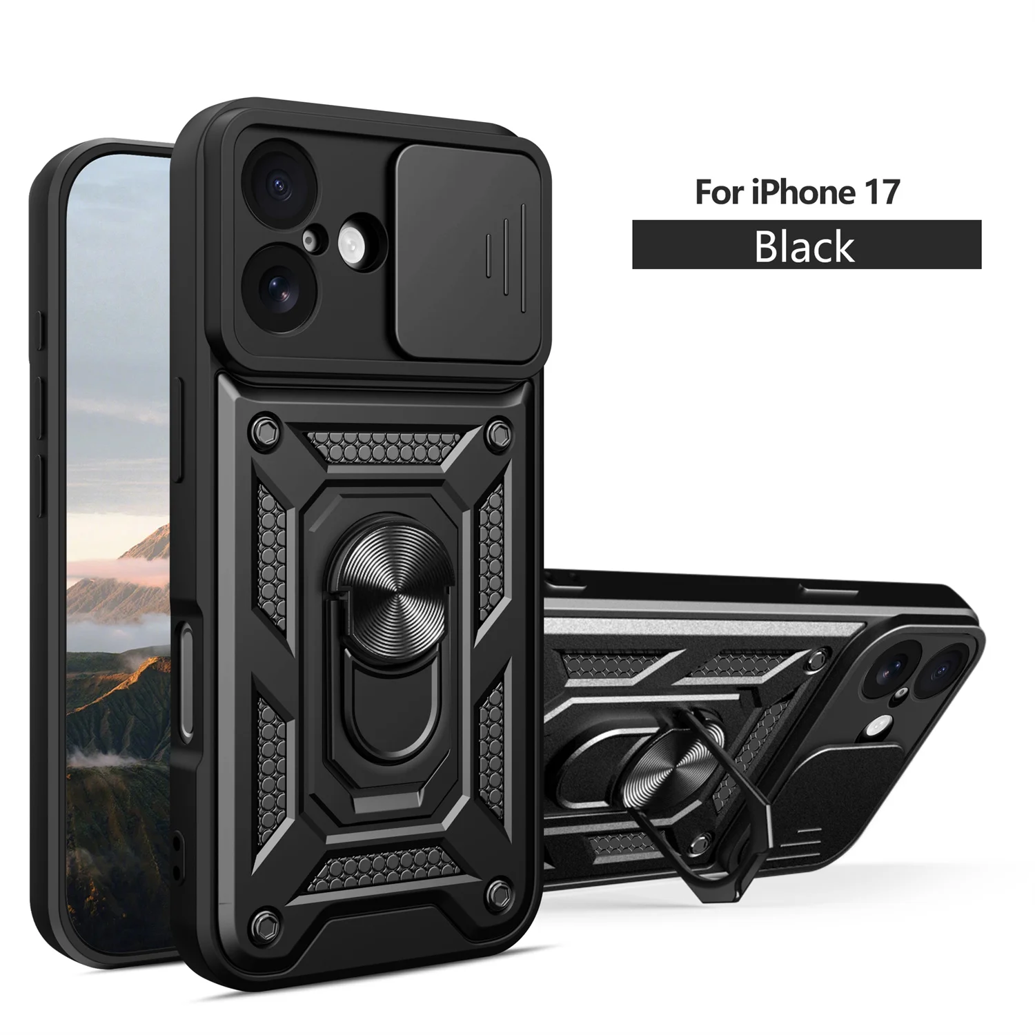 Rüstung Telefon Fall Für iphone 17 Rutsche Kamera Objektiv Zurück Abdeckung Für IPHONE 17 Core Fall Magnet Ring