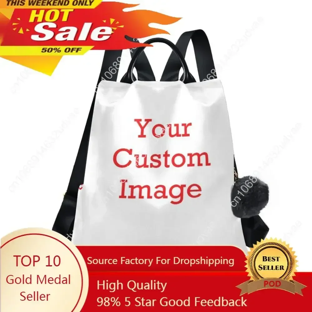 

30pcs Women 's Backpack Custom Pictures 2021 New Fashion Quality Soft Leisure Travel Large Capacity Red Color Bag Purse