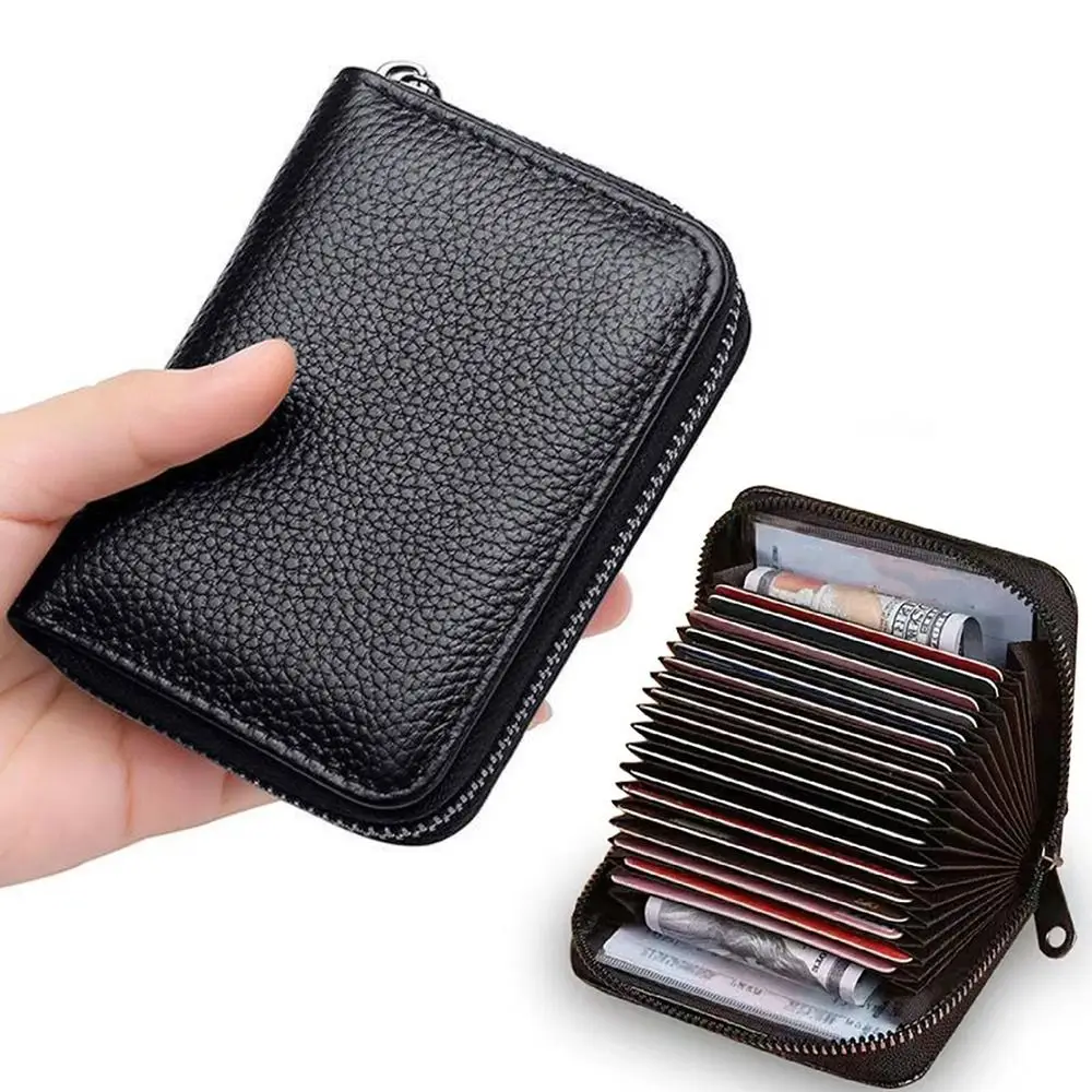 

RFID Blocking Organ Card Holder Anti-theft 20 Card Slots Small Business Wallet Multifunctional PU Leather Pocket Bag Women Men