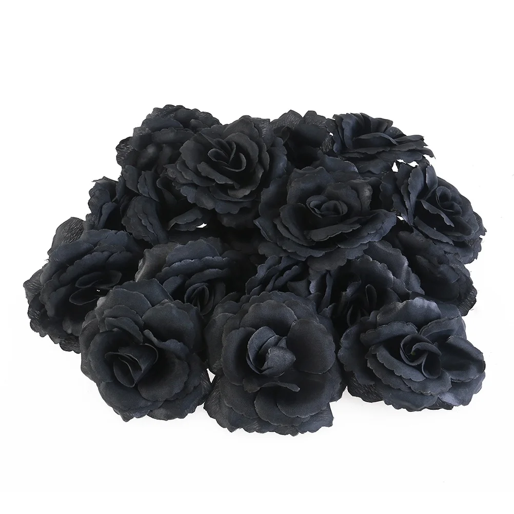 

30pcs Black Silk Flowers Artificial Decorative Roses For Wedding Home Garden Artificial Rose Flowers Party Christmas Decoration