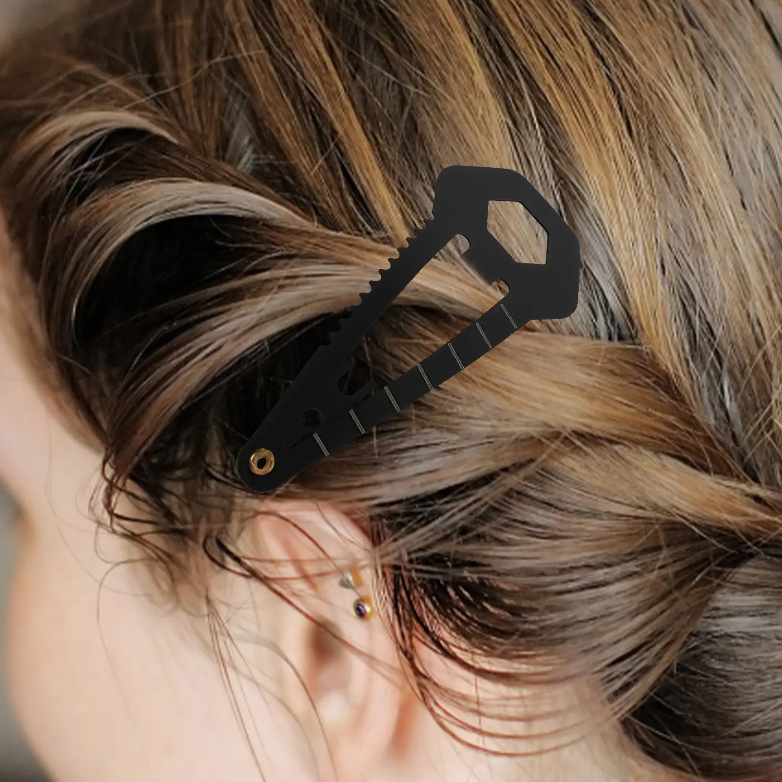 

10Pcs Multifunction Hair Clips Stainless Steel Hairpins Silver Black DIY Hairpins Gift for Travel Hiking Emergency Survival