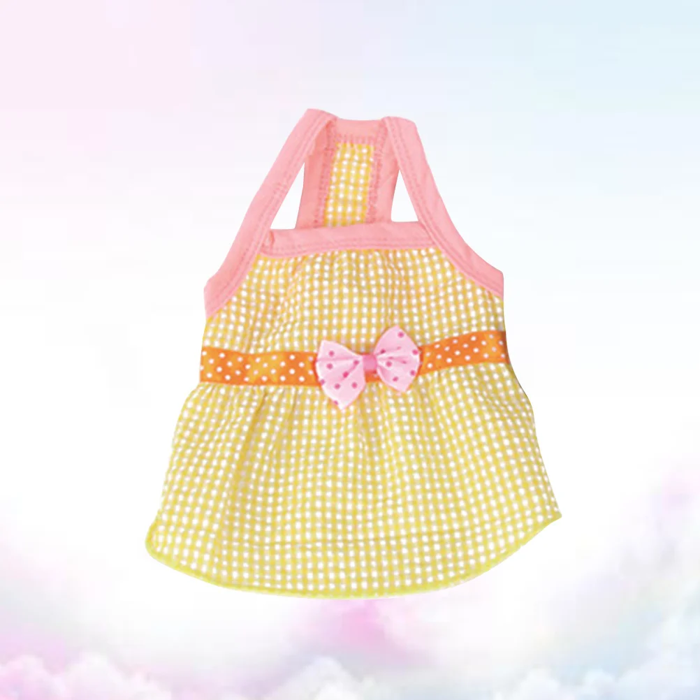 

Pet Bowtie Dress Floral Printed Dog Dress Yellow Size Xl Comfortable Summer Clothes for Small Dogs Outdoor Walking Photo